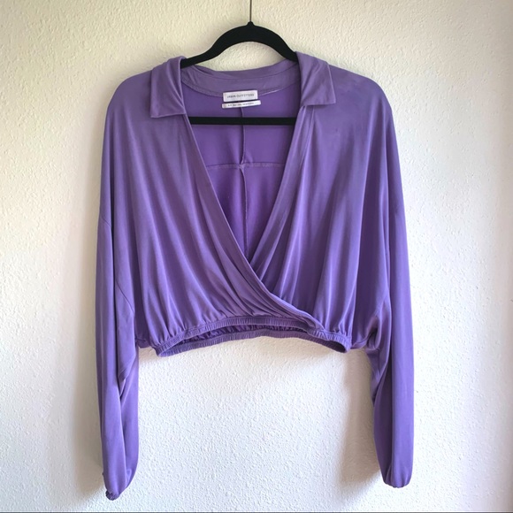 Urban Outfitters wrap crop top lilac lavender small - Picture 1 of 7